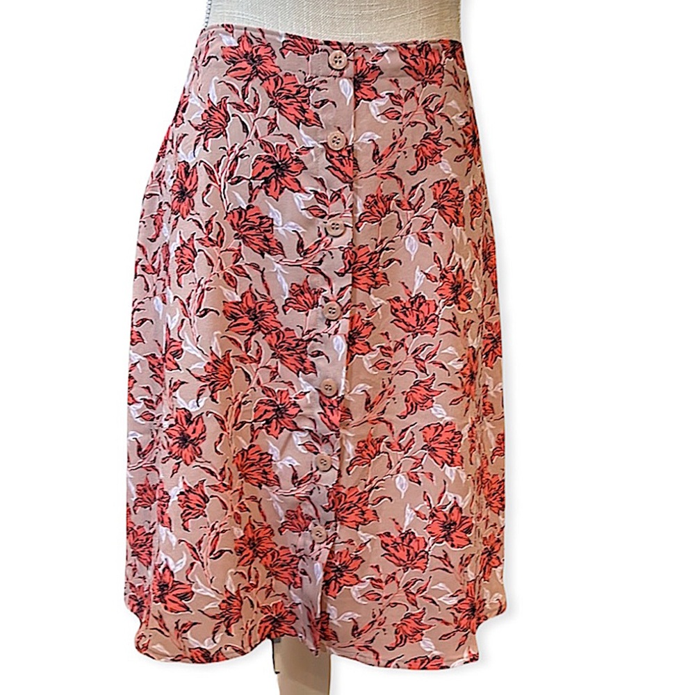 Halogen Muted Corals Floral Skirt S